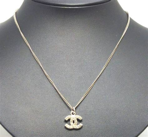 chanel logo silver necklace|chanel logo necklace cheap.